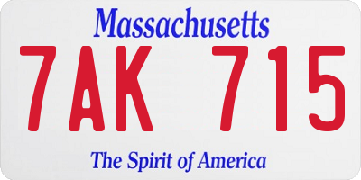 MA license plate 7AK715