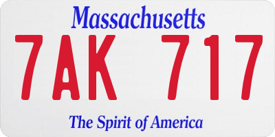 MA license plate 7AK717