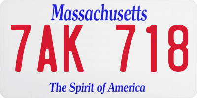 MA license plate 7AK718