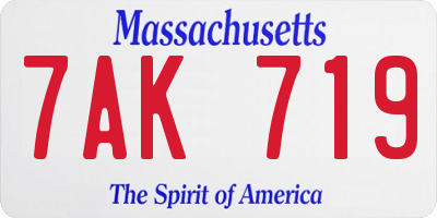 MA license plate 7AK719