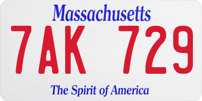 MA license plate 7AK729