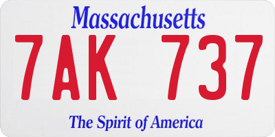 MA license plate 7AK737