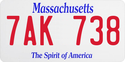 MA license plate 7AK738