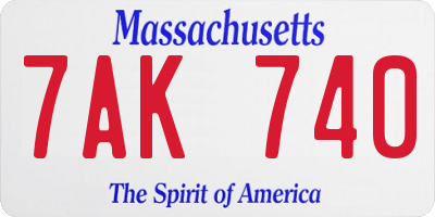 MA license plate 7AK740