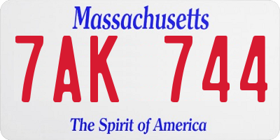 MA license plate 7AK744