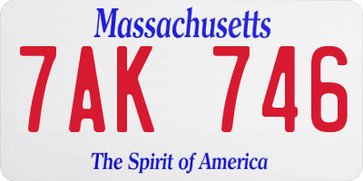 MA license plate 7AK746