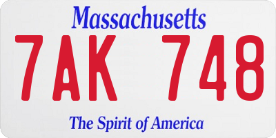 MA license plate 7AK748