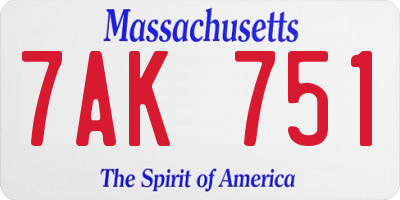 MA license plate 7AK751