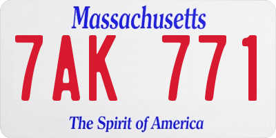 MA license plate 7AK771