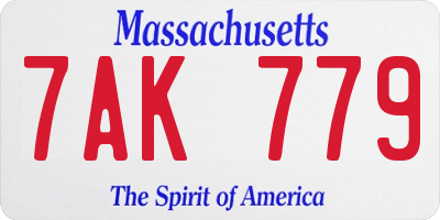 MA license plate 7AK779
