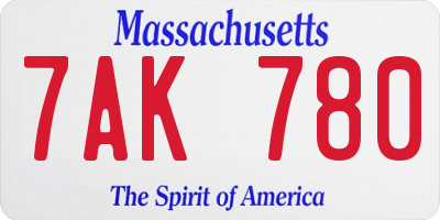 MA license plate 7AK780