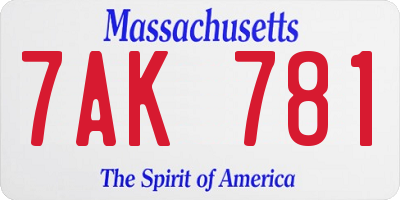 MA license plate 7AK781