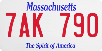 MA license plate 7AK790