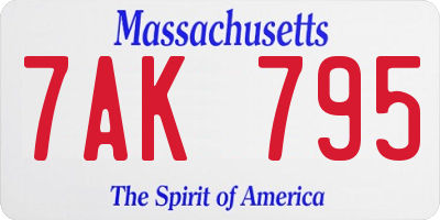 MA license plate 7AK795