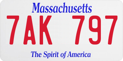 MA license plate 7AK797
