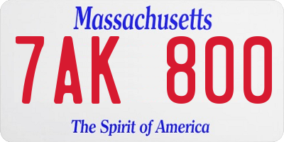 MA license plate 7AK800