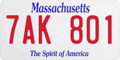 MA license plate 7AK801