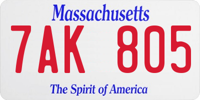 MA license plate 7AK805