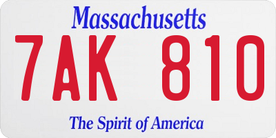 MA license plate 7AK810
