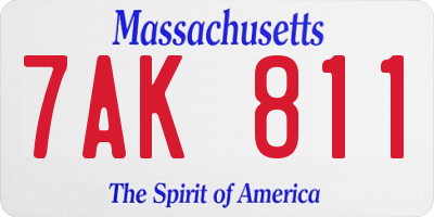 MA license plate 7AK811