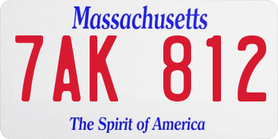 MA license plate 7AK812