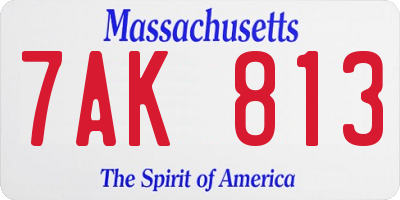 MA license plate 7AK813