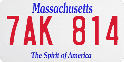 MA license plate 7AK814