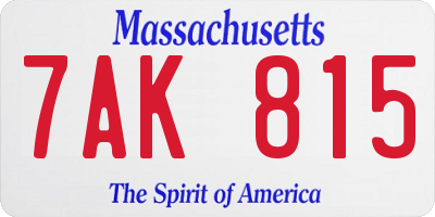 MA license plate 7AK815