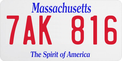 MA license plate 7AK816