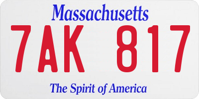MA license plate 7AK817