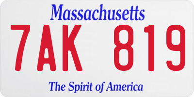 MA license plate 7AK819