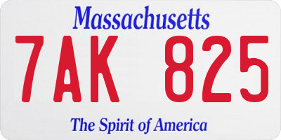 MA license plate 7AK825