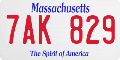 MA license plate 7AK829