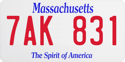 MA license plate 7AK831