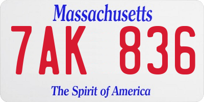 MA license plate 7AK836
