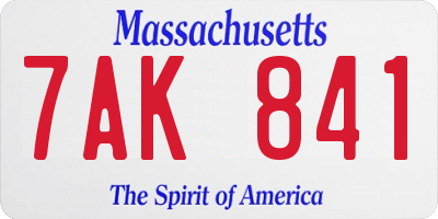 MA license plate 7AK841