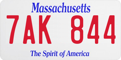 MA license plate 7AK844