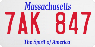 MA license plate 7AK847