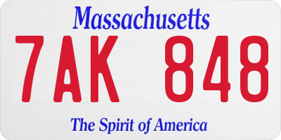 MA license plate 7AK848