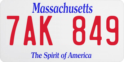 MA license plate 7AK849