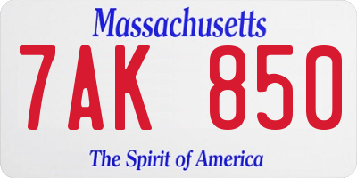 MA license plate 7AK850