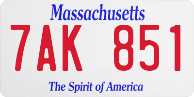 MA license plate 7AK851
