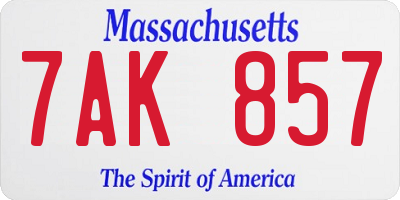 MA license plate 7AK857