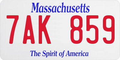 MA license plate 7AK859