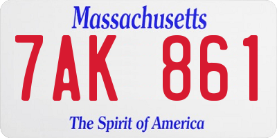 MA license plate 7AK861