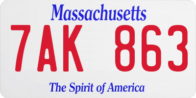 MA license plate 7AK863