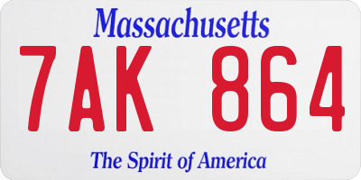 MA license plate 7AK864