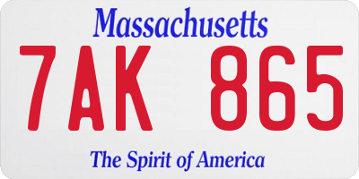 MA license plate 7AK865
