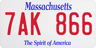 MA license plate 7AK866