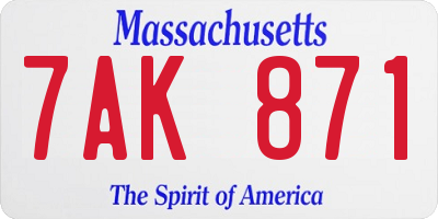 MA license plate 7AK871